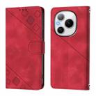 For Honor Power 5G Skin-feel Embossed Leather Phone Case(Red) - 2