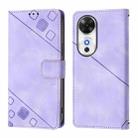 For Honor Play 60 5G Skin-feel Embossed Leather Phone Case(Light Purple) - 2