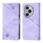 For Honor 400 Pro 5G Global Skin-feel Embossed Leather Phone Case(Light Purple) - 2