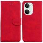For OnePlus Nord 3 Skin Feel Pure Color Flip Leather Phone Case(Red) - 1