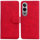 For OnePlus Nord CE4 5G Skin Feel Pure Color Flip Leather Phone Case(Red) - 1