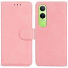 For OnePlus Nord CE4 Lite Skin Feel Pure Color Flip Leather Phone Case(Pink) - 1