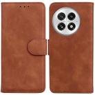 For OnePlus 13 Skin Feel Pure Color Flip Leather Phone Case(Brown) - 1