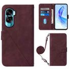 For Honor 90 Lite Crossbody 3D Embossed Flip Leather Phone Case(Wine Red) - 1