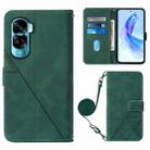 For Honor 90 Lite Crossbody 3D Embossed Flip Leather Phone Case(Dark Green) - 1