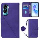 For Honor 90 Lite Crossbody 3D Embossed Flip Leather Phone Case(Purple) - 1