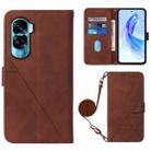 For Honor 90 Lite Crossbody 3D Embossed Flip Leather Phone Case(Brown) - 1