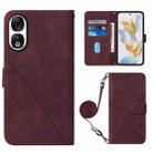 For Honor 90 Crossbody 3D Embossed Flip Leather Phone Case(Wine Red) - 1