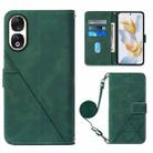 For Honor 90 Crossbody 3D Embossed Flip Leather Phone Case(Dark Green) - 1