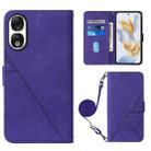 For Honor 90 Crossbody 3D Embossed Flip Leather Phone Case(Purple) - 1