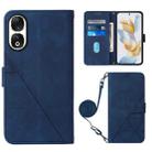 For Honor 90 Crossbody 3D Embossed Flip Leather Phone Case(Blue) - 1