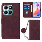 For Honor X6a Crossbody 3D Embossed Flip Leather Phone Case(Wine Red) - 1