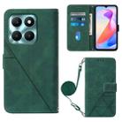 For Honor X6a Crossbody 3D Embossed Flip Leather Phone Case(Dark Green) - 1