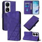 For Honor 90 Smart Global/X7b 4G/5G Global Crossbody 3D Embossed Flip Leather Phone Case(Purple) - 1