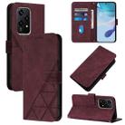 For Honor 200 Lite Global Crossbody 3D Embossed Flip Leather Phone Case(Wine Red) - 1