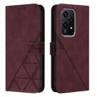 For Honor 200 Lite Global Crossbody 3D Embossed Flip Leather Phone Case(Wine Red) - 2