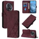 For Honor Magic5 Pro Crossbody 3D Embossed Flip Leather Phone Case(Wine Red) - 1