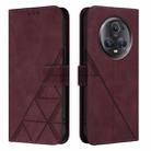 For Honor Magic5 Pro Crossbody 3D Embossed Flip Leather Phone Case(Wine Red) - 2