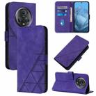 For Honor Magic5 Pro Crossbody 3D Embossed Flip Leather Phone Case(Purple) - 1