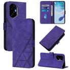 For Honor 300 Crossbody 3D Embossed Flip Leather Phone Case(Purple) - 1