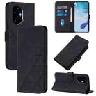 For Honor 300 Crossbody 3D Embossed Flip Leather Phone Case(Black) - 1