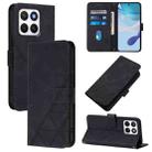 For Honor X8c 4G Global Crossbody 3D Embossed Flip Leather Phone Case(Black) - 1
