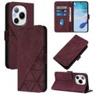 For Honor Power 5G Crossbody 3D Embossed Flip Leather Phone Case(Wine Red) - 1