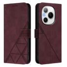 For Honor Power 5G Crossbody 3D Embossed Flip Leather Phone Case(Wine Red) - 2