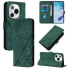 For Honor Power 5G Crossbody 3D Embossed Flip Leather Phone Case(Dark Green) - 1