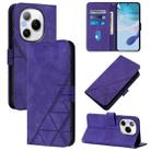For Honor Power 5G Crossbody 3D Embossed Flip Leather Phone Case(Purple) - 1