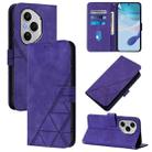 For Honor 400 Pro Global 160.8mm Crossbody 3D Embossed Flip Leather Phone Case(Purple) - 1