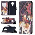 For Nokia 5.3 Colored Drawing Pattern Horizontal Flip Leather Case with Holder & Card Slots & Wallet(Flowers and Elephant) - 1