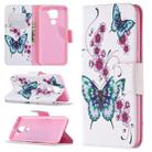 For Xiaomi Redmi Note 9 Colored Drawing Pattern Horizontal Flip Leather Case with Holder & Card Slots & Wallet(Peach Blossom and Butterfly) - 1