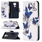 For Xiaomi Redmi Note 9 Colored Drawing Pattern Horizontal Flip Leather Case with Holder & Card Slots & Wallet(Blue Butterfly) - 1