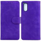 For Sony Xperia 5 V Skin Feel Pure Color Flip Leather Phone Case(Purple) - 1