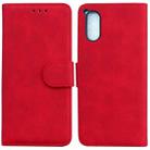 For Sony Xperia 5 V Skin Feel Pure Color Flip Leather Phone Case(Red) - 1