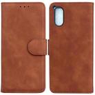 For Sony Xperia 5 V Skin Feel Pure Color Flip Leather Phone Case(Brown) - 1