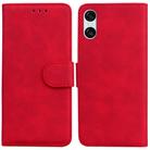 For Sony Xperia 10 VI Skin Feel Pure Color Flip Leather Phone Case(Red) - 1
