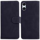 For Sony Xperia 10 VI Skin Feel Pure Color Flip Leather Phone Case(Black) - 1