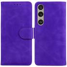 For Sony Xperia 1 VI Skin Feel Pure Color Flip Leather Phone Case(Purple) - 1
