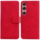 For Sony Xperia 1 VI Skin Feel Pure Color Flip Leather Phone Case(Red) - 1