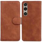 For Sony Xperia 1 VI Skin Feel Pure Color Flip Leather Phone Case(Brown) - 1