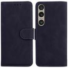 For Sony Xperia 1 VI Skin Feel Pure Color Flip Leather Phone Case(Black) - 1