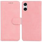 For Sony Xperia 5 VI Skin Feel Pure Color Flip Leather Phone Case(Pink) - 1
