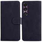 For Sony Xperia 1 VII Skin Feel Pure Color Flip Leather Phone Case(Black) - 1