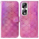 For Honor 90 Pro Colorful Magnetic Buckle Leather Phone Case(Pink) - 1