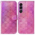 For Sony Xperia 1 VII Colorful Magnetic Buckle Leather Phone Case(Pink) - 1