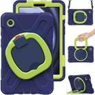 For Samsung Galaxy Tab A9 Silicone Hybrid PC Tablet Case with Holder & Shoulder Strap(Navy Blue Olivine) - 1