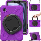 For Samsung Galaxy Tab A9 Silicone Hybrid PC Tablet Case with Holder & Shoulder Strap(Purple) - 1