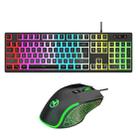 HXSJ L200+X100 Wired RGB Backlit Keyboard and Mouse Set 104 Pudding Key Caps + 3600DPI Mouse(Black) - 1